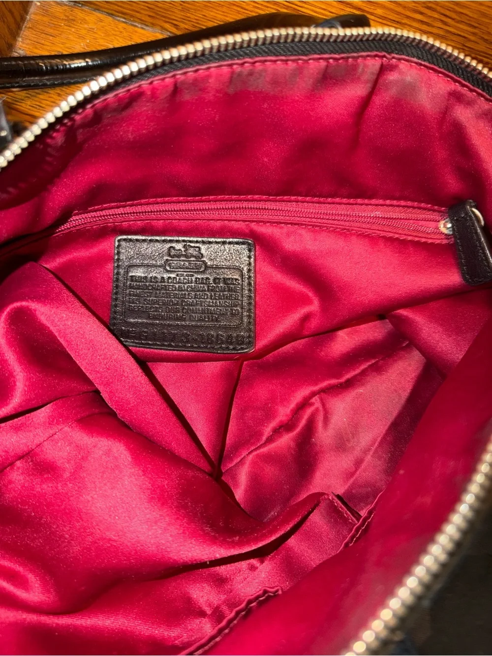 Coach Madison Black Signature Satchel with Patent Handles